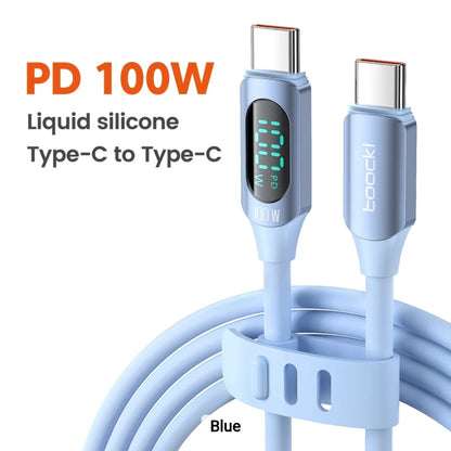 TOOCKI BRAND 6ft 100W LED Display Silicone USB Charging Cable