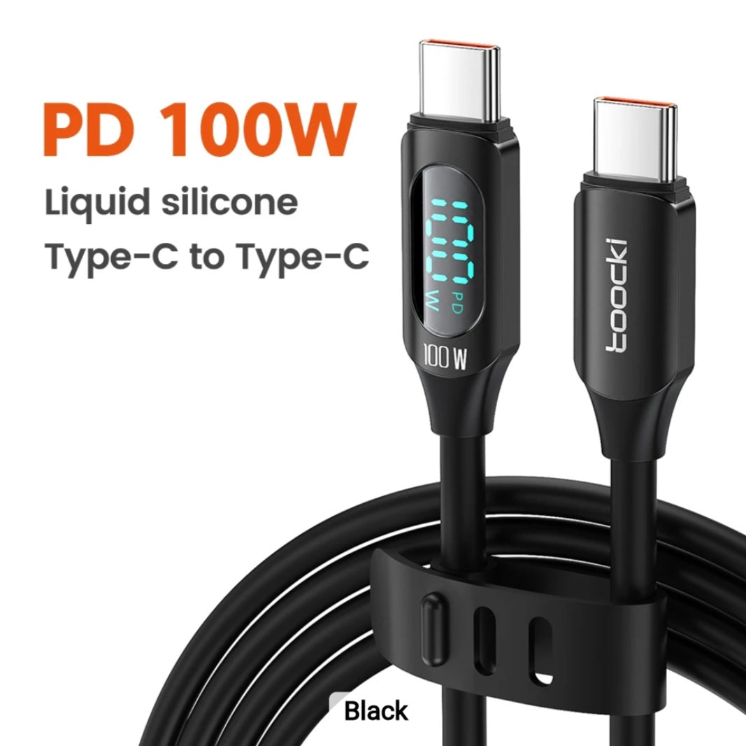 TOOCKI BRAND 6ft 100W LED Display Silicone USB Charging Cable