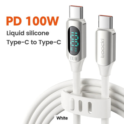 TOOCKI BRAND 6ft 100W LED Display Silicone USB Charging Cable