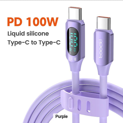 TOOCKI BRAND 6ft 100W LED Display Silicone USB Charging Cable